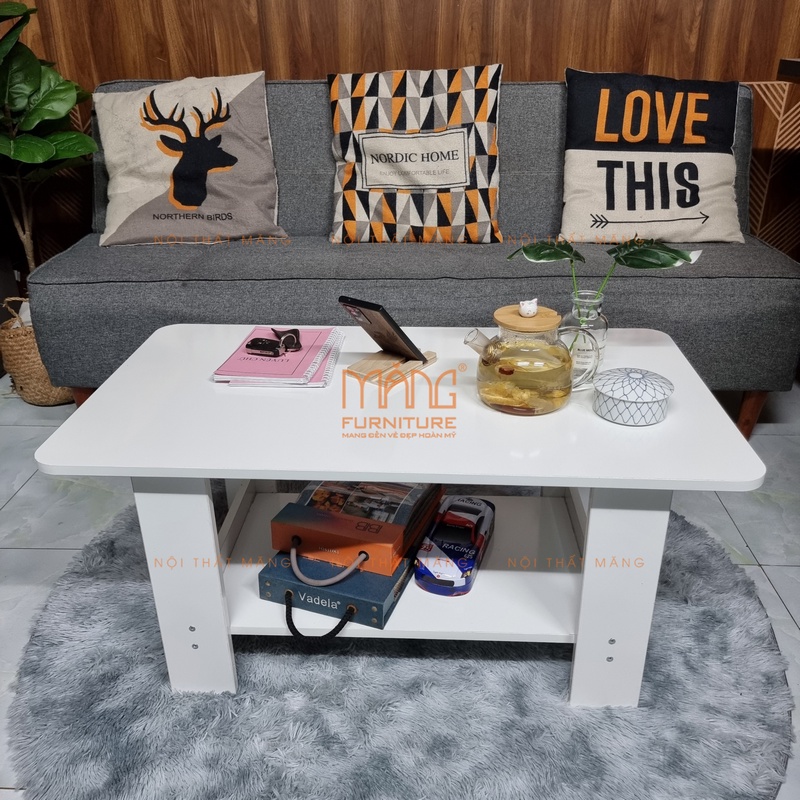 Bàn sofa phòng khách, bàn trà, Cafe mặt gỗ chữ nhật, kiểu dáng chắc chắn, mẫu bt06
