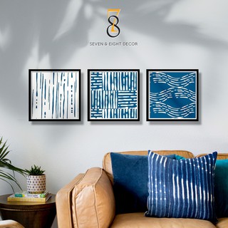 Bộ 03 Tranh Canvas | Xanh 3FSABS001 | Tranh Căng Khung Cao Cấp | Tặng Kèm Đinh Đa Năng