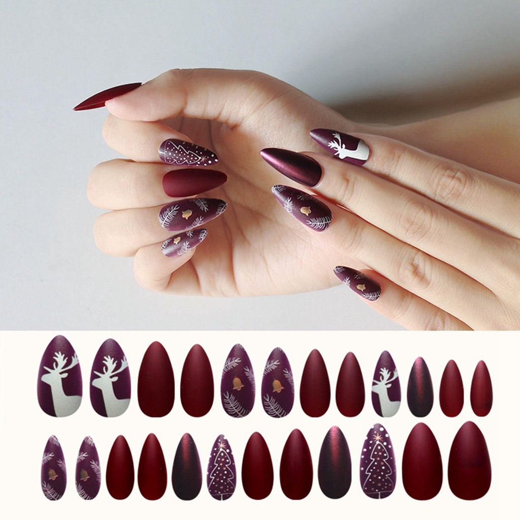 Bộ 24 Móng Tay Giả Múa Ba Lê Phong Cách Giáng Sinh