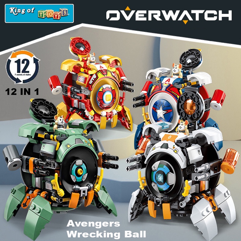 Đồ Chơi Lắp Ráp Phát Triển Trí Tuệ Mô Hình Overwatch Avengers Wrecking Ball 12in1 Với 227 PCS