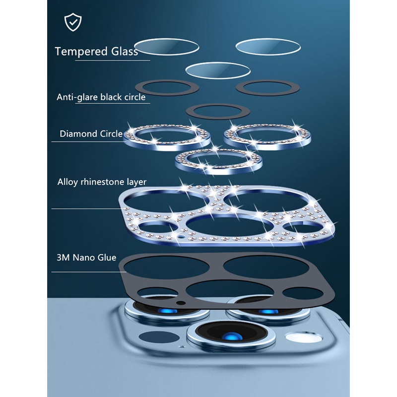 Miếng Dán Cường Lực 3D Bảo Vệ Camera Cho iPhone 12 13 Pro Max 11 Pro 13 12 Mini