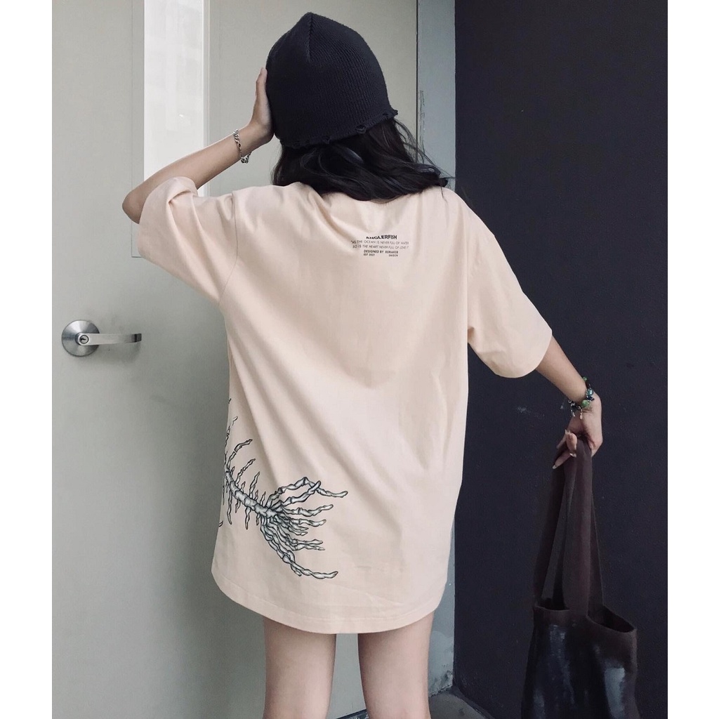 Áo Thun Oversize REMAKER Anglerfish Tee Unisex - Kem - Local Brand Chính Hãng