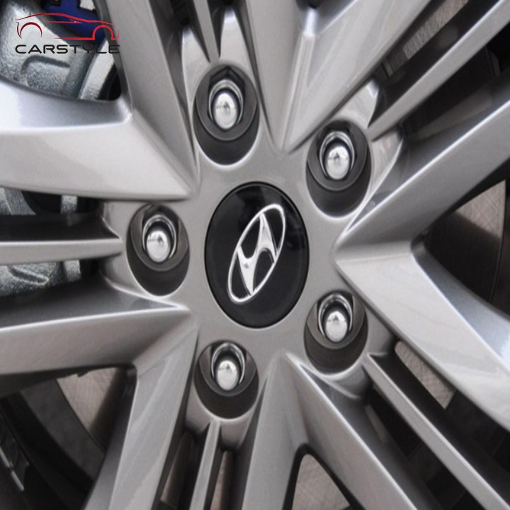 Logo chụp mâm bánh xe ô tô Hyundai HY-60 Kích thước 60mm: Màu Đen và Bạc （1 Chiếc)