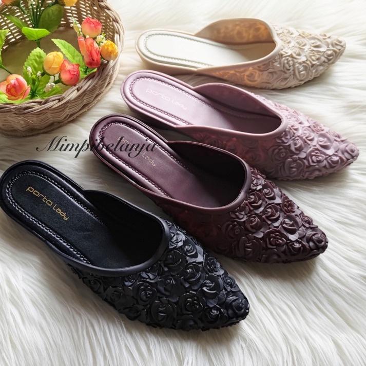 (Giá Cả Phải Chăn) Giày SANDAL Cao Gót Bằng Nhựa MULES Sop Hoa Hồng