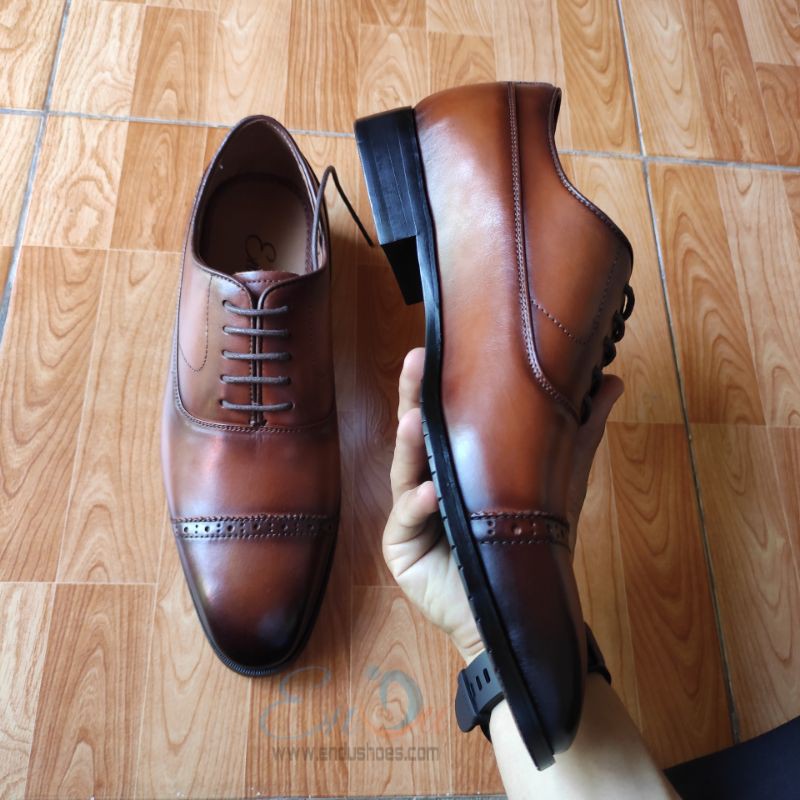 Giày Da Nam Hàng Hiệu Brogues Oxford Màu Bò - ENDU SHOES