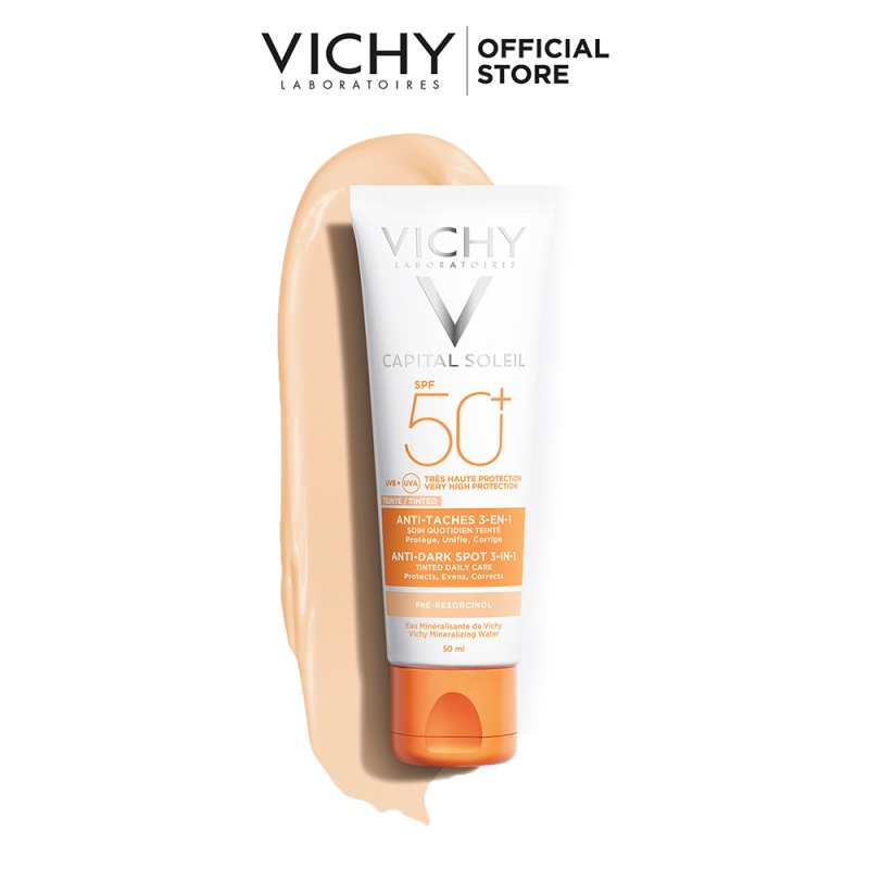 Kem chống nắng giảm thâm nám SPF 50+ Vichy Capital Soleil UVB+UVA Anti Dark Spot 3 in 1 50ml