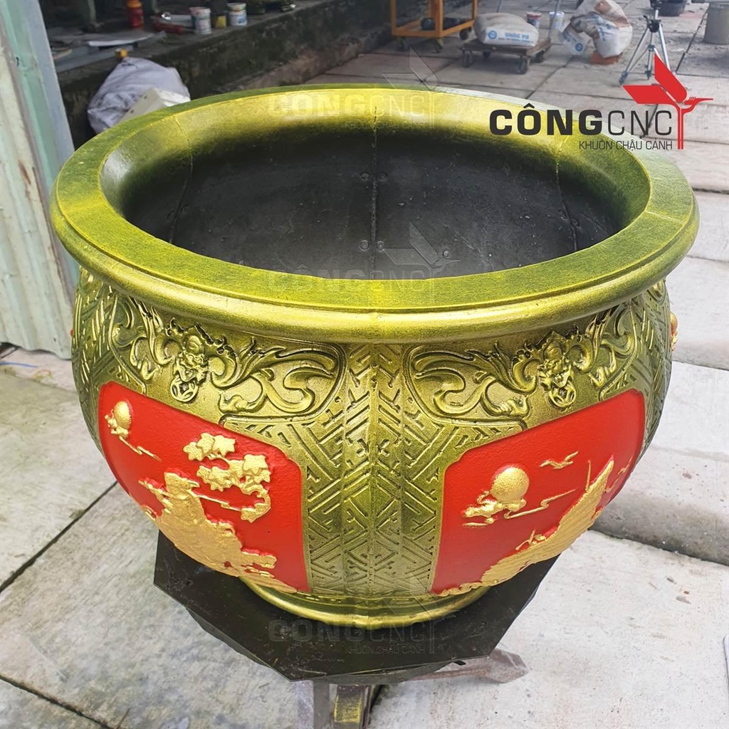 Khuôn chậu tròn chum 60 họa tiết Mục đồng chăn trâu_Thuyền