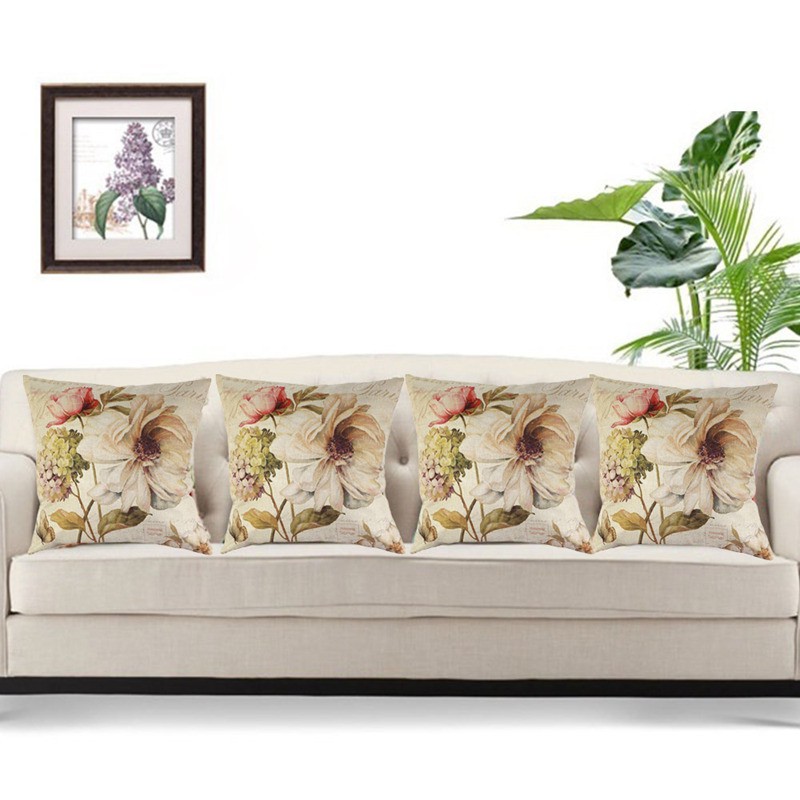 Bao gói hình vuông họa tiết bông hoa dùng trang trí ghế sofa