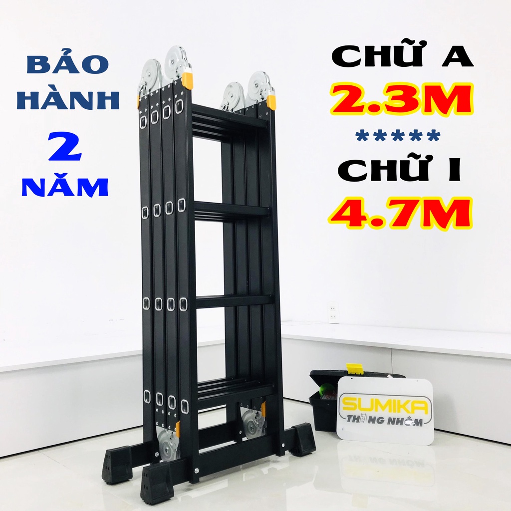 Thang nhôm gấp xếp đa năng 4 bậc - 4 đoạn Sumika SKM204  BẢO HÀNH 2 NĂM