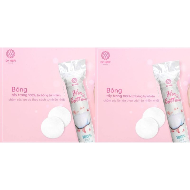 Bông Tẩy Trang 100% Cotton Tinh Khiết Dr. Her 120 Miếng Thành Phần Thiên Nhiên Dùng Để Tẩy Trang Chăm Sóc Da Mặt