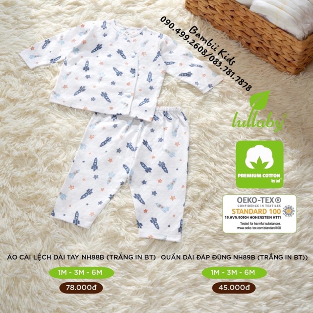 [LULLABY SALE] Bộ dài tay cài lệch Vải Thở thu đông Sơ Sinh / Bé Trai / Bé Gái