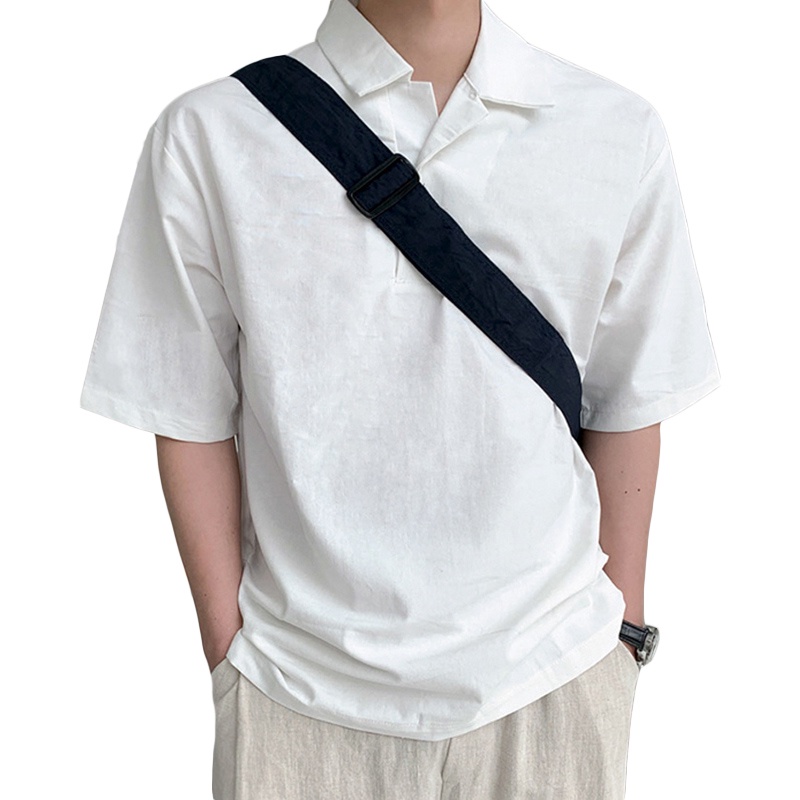 Áo thun polo INCERUN tay ngắn cổ bẻ thiết kế đơn giản thời trang dành cho bạn nam