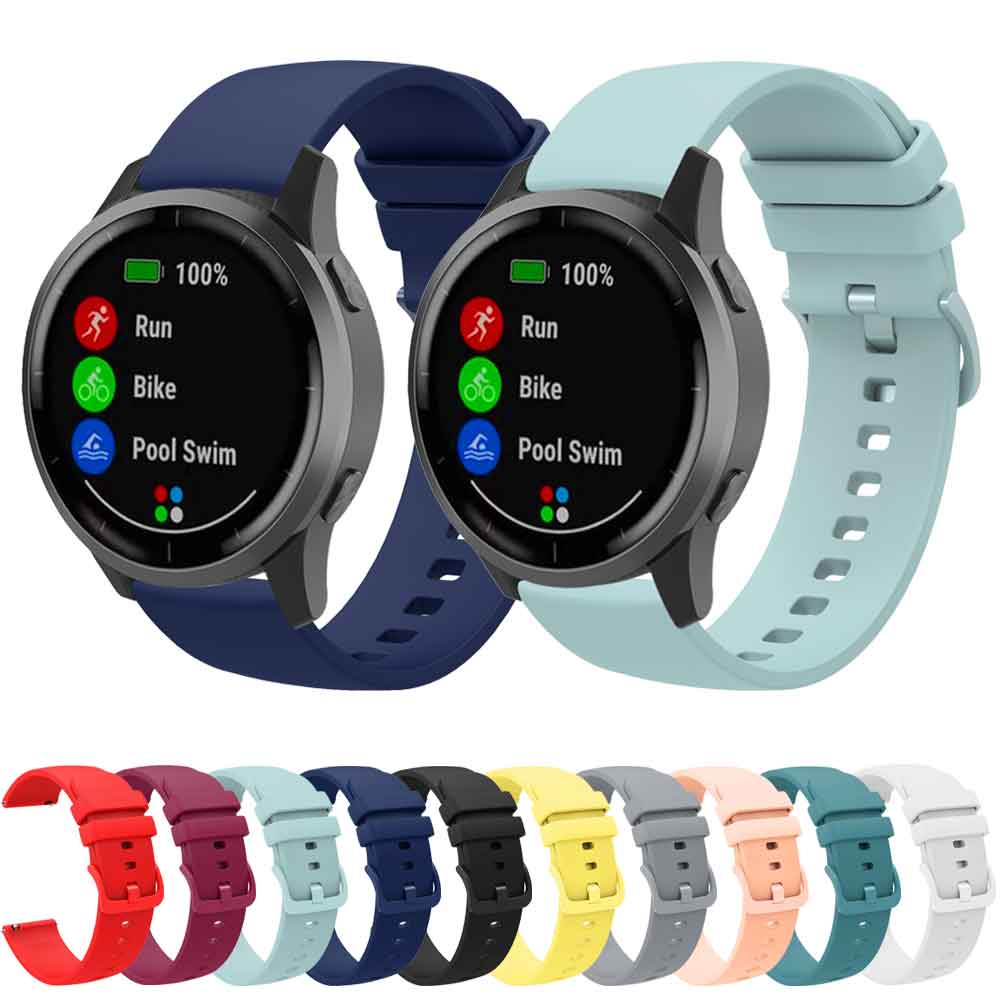 Dây Đeo Tay Bằng Silicone 18 20 22mm Cho Garmin Vivoactive 4S 4 3 Forerunner 158 245 245M 645 55 Venu 2 2s SQ