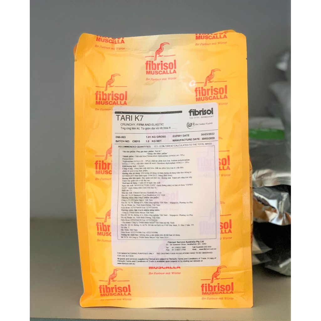 Phụ gia làm giò chả, chả lụa, xúc xích, chả cá, nem chua TARI K7- Gói 1kg nhập khẩu nguyên túi
