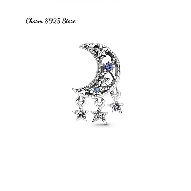 charm pan ngôi sao mặt trăng đính đá bạc s925 cao cấp