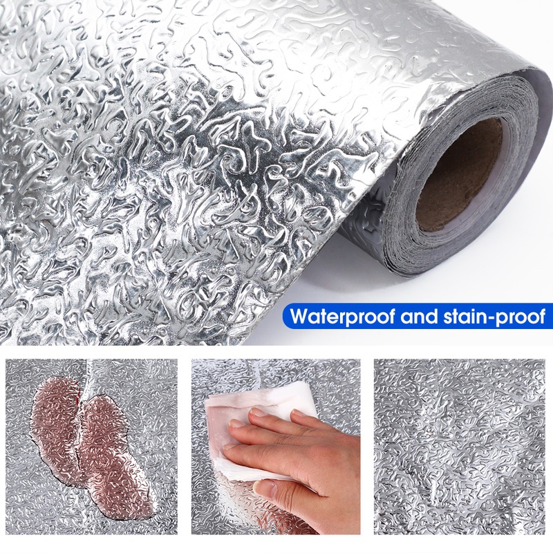 Giấy Dán Tường Bằng Lá Nhôm Chống Nước Chống Ẩm Kích Thước 40cmx1/3/5m