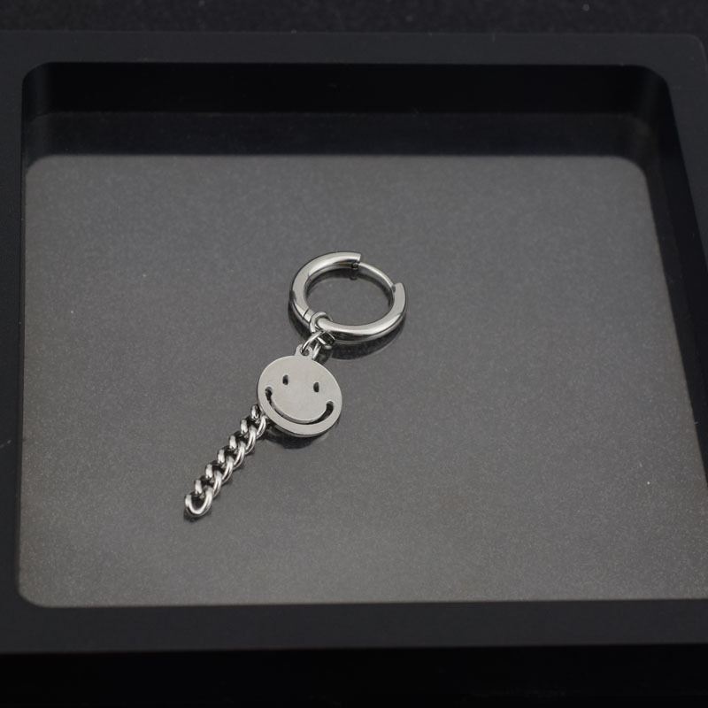 Khuyên Tai Dây Xích Hình Mặt Cười Bằng Thép Không Gỉ Phong Cách Hipster 22634