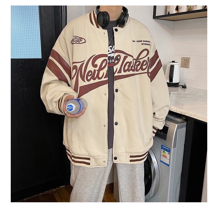 Áo Bomber unisex TINOWEAR, áo khoác nỉ bóng chày form rộng dáng dài thể thao 3 sọc, phong cách trẻ trung năng động | BigBuy360 - bigbuy360.vn