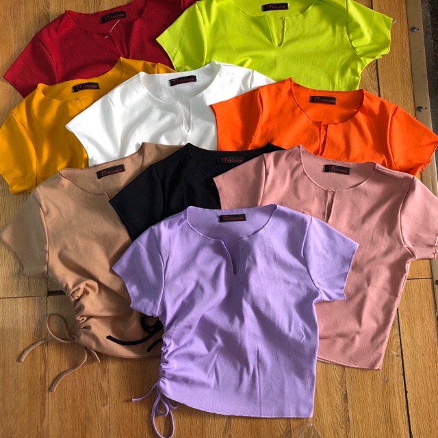 Áo thun rút 1 bên eo croptop