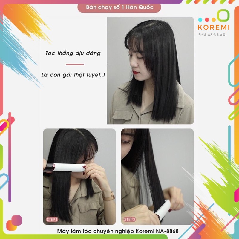 𝑼𝑶̂́𝑵 𝑪𝑼́𝑷 𝑿𝑶𝑨̆𝑵 𝑳𝑶̣𝑵 Đ𝑨 𝑵𝑨̆𝑵𝑮 Máy kẹp tóc, duỗi tóc,máy ép tóc  Koremi NA_8868