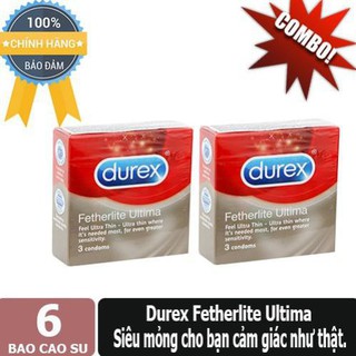 [ Giá Tốt ] Combo 2 Hộp Bao Cao Su Durex Fetherlite Ultima Hộp 3 Chiếc