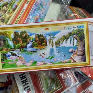 Tranh đính đá Sơn thủy hữu tình KT 160*75cm(hình thật)