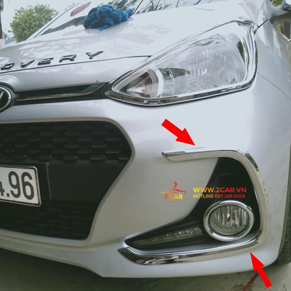 Ốp Viền Đèn Gầm trước xe Hyundai i10 hatchback 2017-2020, mạ crom cao cấp