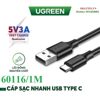 Cáp sạc, dữ liệu usb type-a 2.0 sang usb type-c dài 1m ugreen 60116 cao cấp