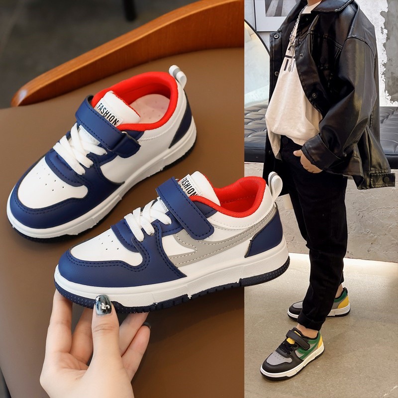 Giày thể thao quai dán năng động bé trai bé gái chất liệu da pu cao cấp đế êm chống trượt