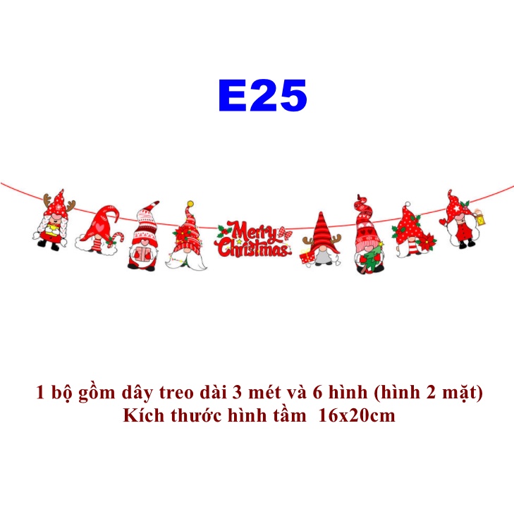 Cờ treo trang trí noel, trang trí giáng sinh mẫu E25
