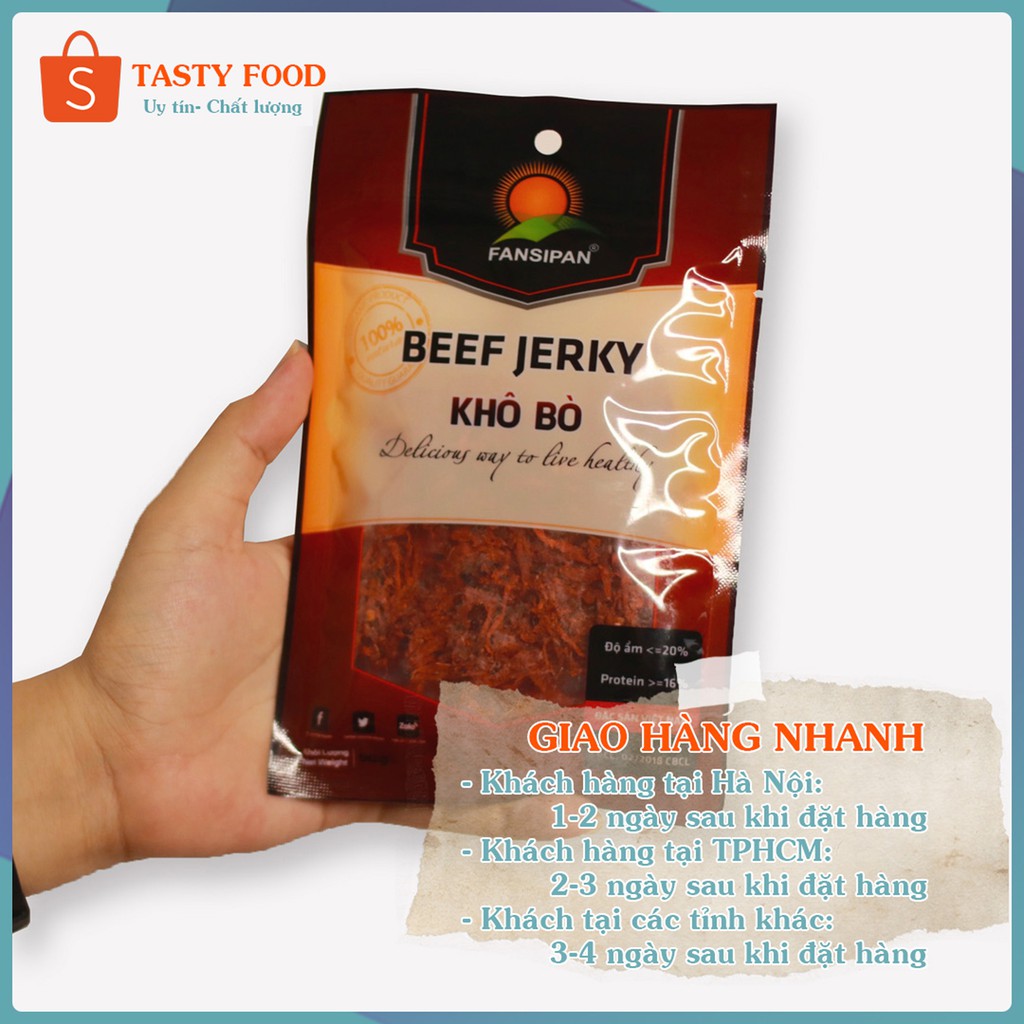 Bò khô sợi gói 50g đảm bảo vệ sinh an toàn Fanxipan, khô bò sợi loại đặc biệt siêu ngon đặc sản Tasty Food | BigBuy360 - bigbuy360.vn