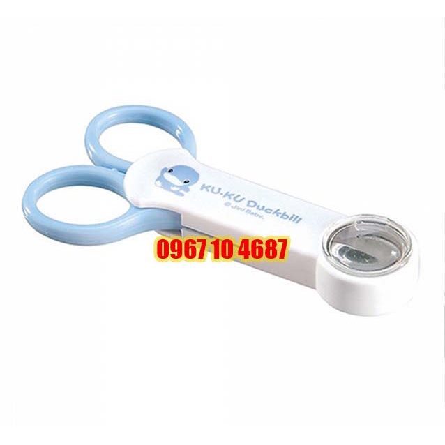 Dụng cụ kéo cắt móng tay cho bé có kính lúp bằng nhựa và hợp kim cao cấp kuku ku3018a