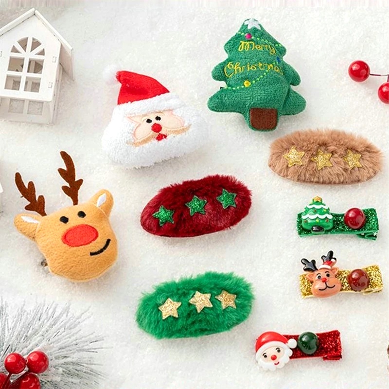 Kẹp Tóc Trang Trí Giáng Sinh Hình Sừng Hươu / Ông Già Noel Bằng Cao Su