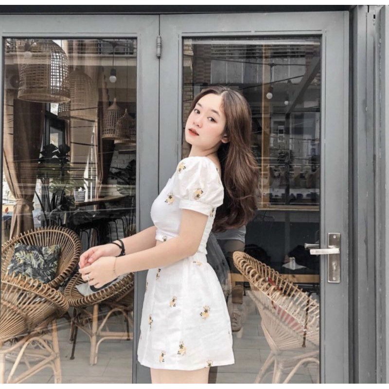 Set xô trắng thêu hoa