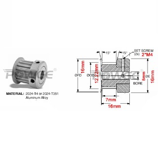 Puli GT2 trục 5mm 20 răng