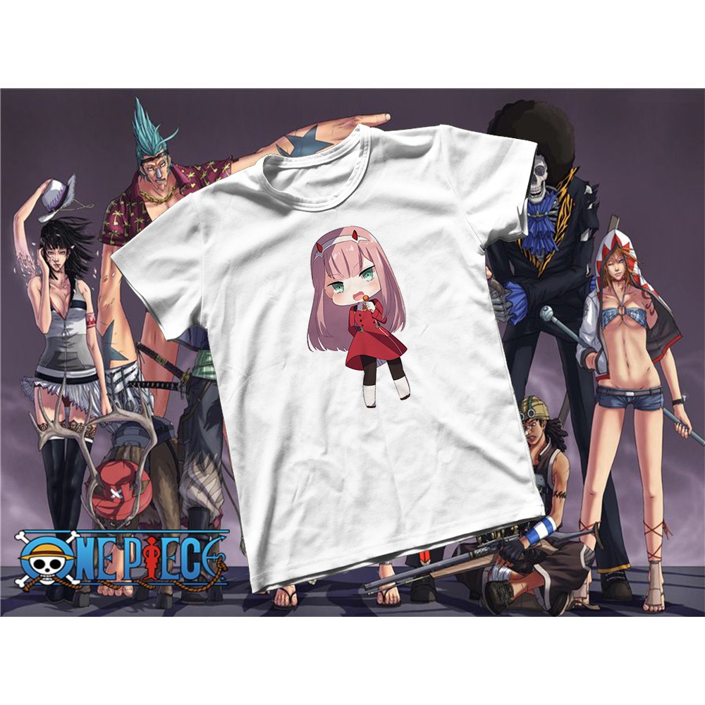 Áo thun Cotton Unisex - Nhân vật Zero Two - Chibi - Zero Two la cà