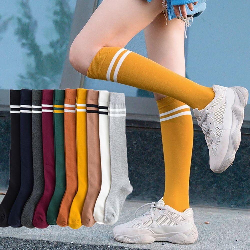 Vớ Cotton Dài Kẻ Sọc Co Giãn Độc Đáo Cho Nữ