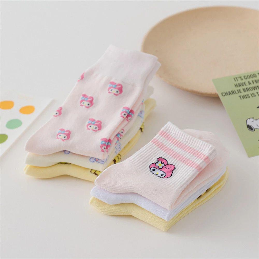 Vớ lông nhung mềm hình nhân vật hoạt hình Cinnamoroll/ My Melody dễ thương phong cách Nhật Bản mùa xuân thu