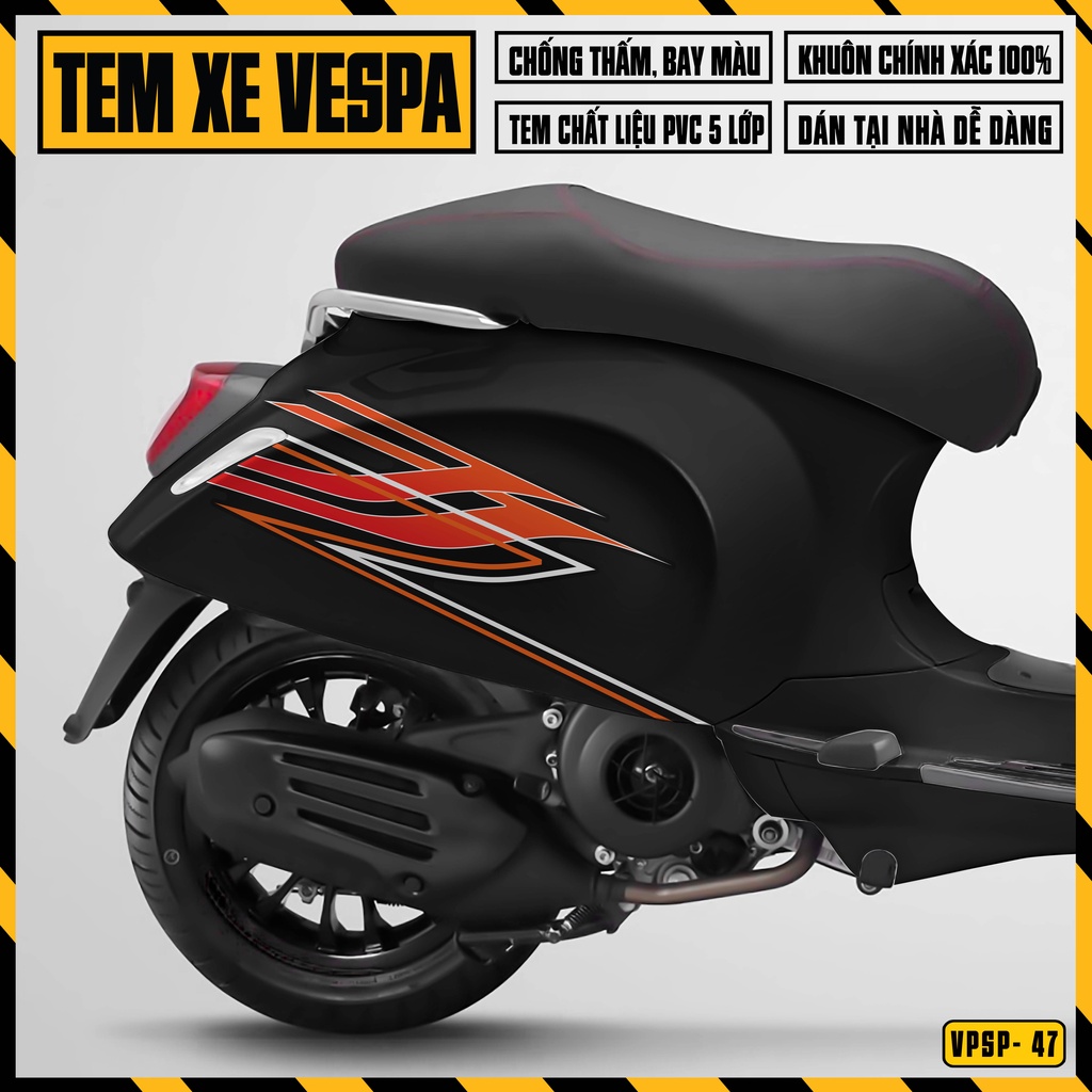 Tem Vespa Sprint / Primavera Thiết Kế Phong Cách Hiện Đại | VPSP47 | Team Decal Hình Dán Xe Máy Vespa Chống Nước Bền Màu