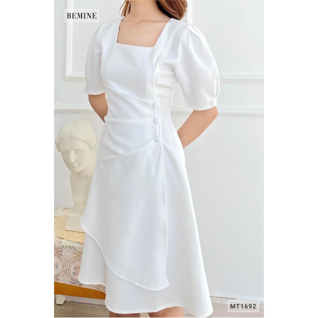 [Mã WABRWA15 giảm 15% đơn 300K] Đầm xếp ly 3 cúc vạt tùng BEMINE MT1692TRANG | BigBuy360 - bigbuy360.vn