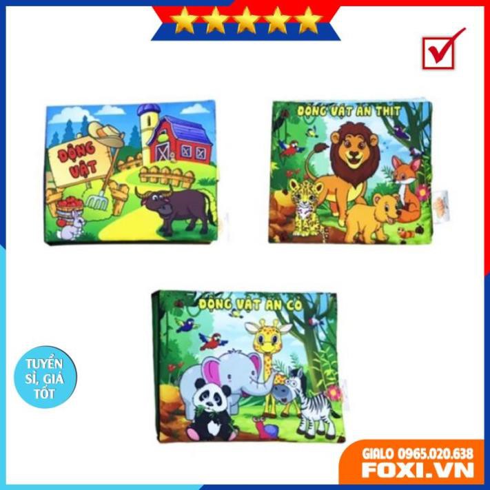 ComBo 3 Sách Vải Giáo dục mầm non-Chủ đề Động Vật-Dành cho bé Sơ Sinh-kích thích IQ-tư duy