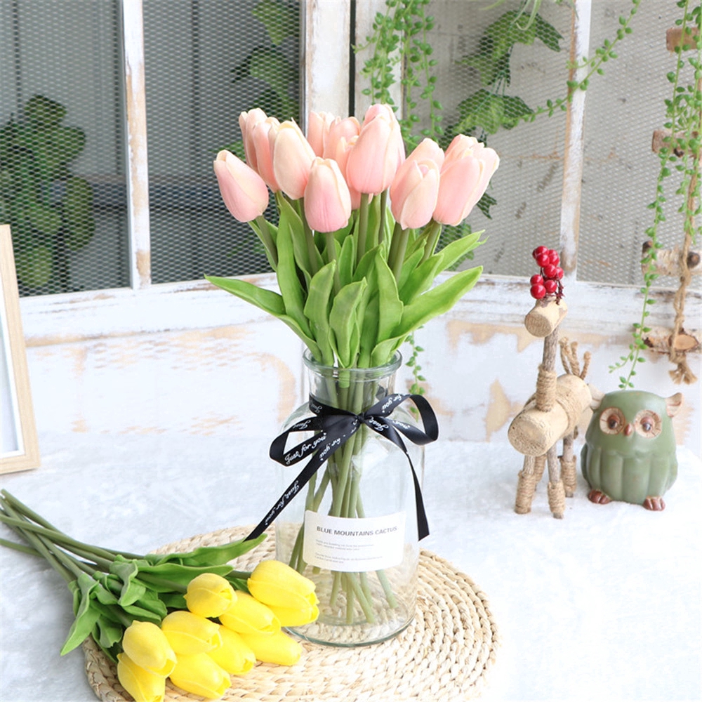 Bó Hoa Tulip Giả Bằng Nhựa Dùng Để Trang Trí 1pcs