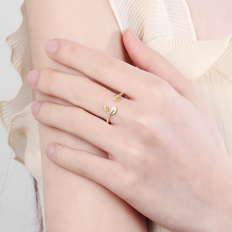 Nhẫn thời trang nữ hình chiếc lá  bạc S925 nhỏ xinh - N94