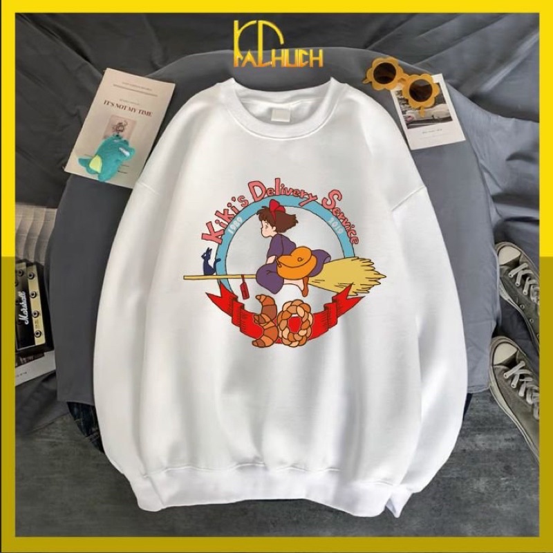 Áo sweater unisex in cô gái kikis vải nỉ bông mềm mịn