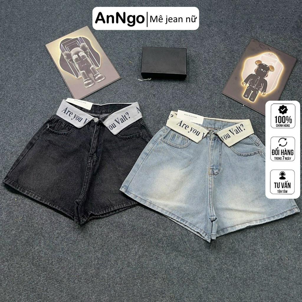 Quần short jean nữ lưng cao, dáng chữ A, ống rộng năng động thời trang phù hợp đi chơi Anngo - AT301