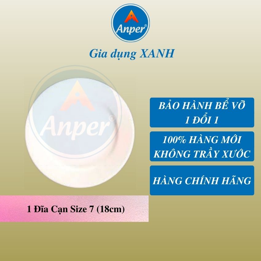 Đĩa dĩa sứ trắng ANPER 15 20 25 31 cm nhật hàn plate sâu lòng an toàn sang trọng