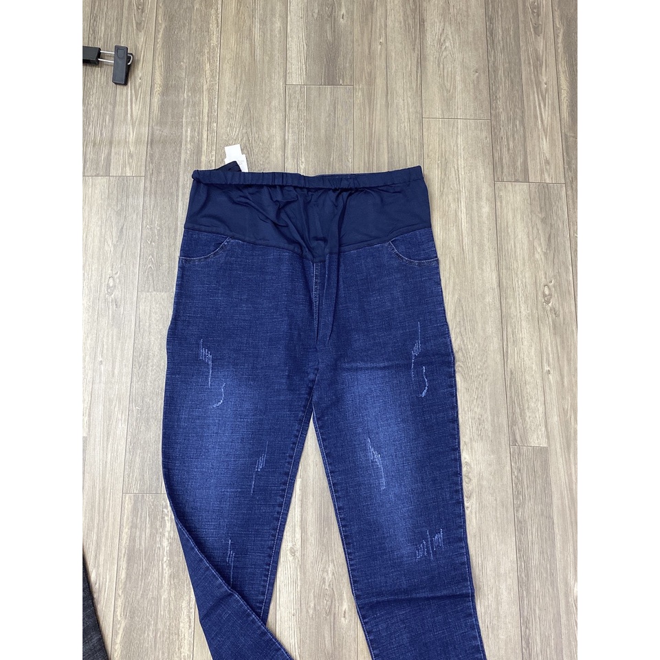 Quần bầu jean ôm chân co giãn - Quần bầu bò đáp bụng thời trang(40-83kg)