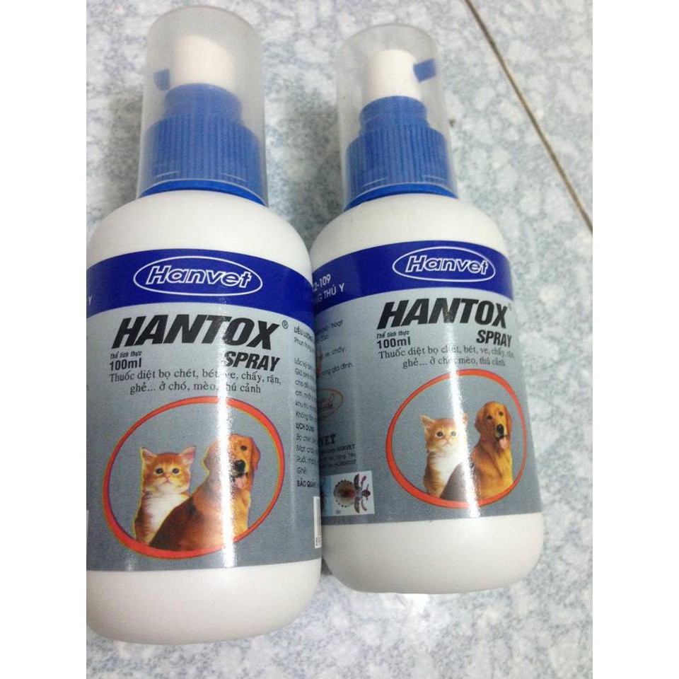 [Mã 159FMCGSALE giảm 8% đơn 500K] HANTOX- Spray thuốc xịt trị ghẻ, ve , bọ chét trên Chó. Chai 100ml