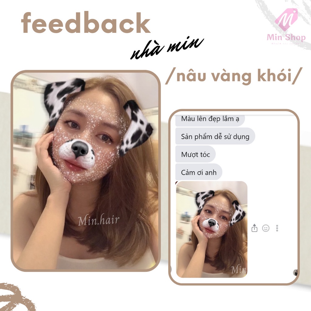 Thuốc nhuộm tóc nâu, Thuốc nhuộm tóc Nâu Vàng Khói, MIN.HAIR, tặng kèm oxy trọ dưỡng và bao tay