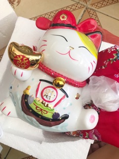 Mèo thần tài may mắn sứ